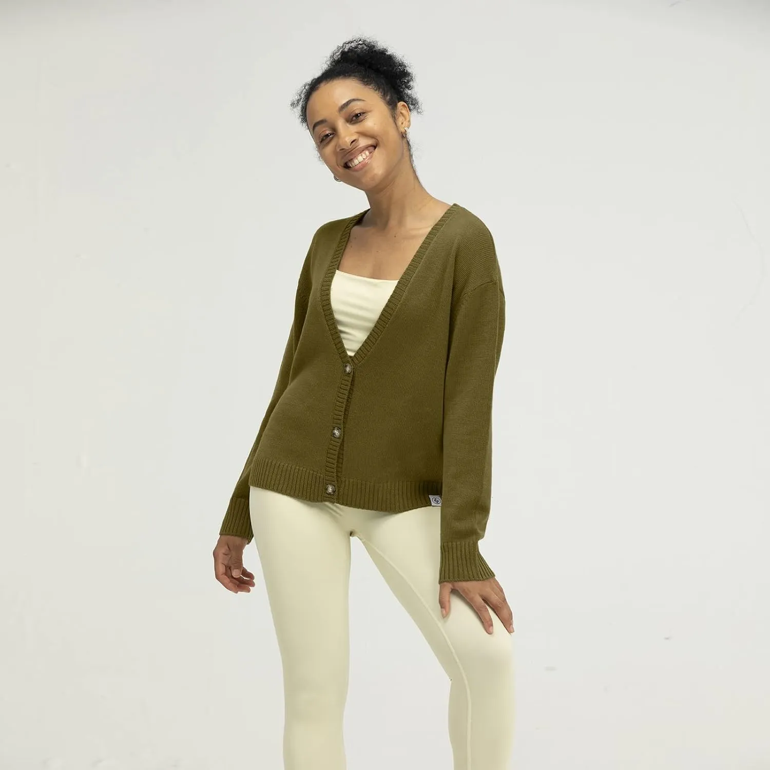 Women's Polylana Cashmere V Neck Oversized Cardigan Essentials Sweater with Long Sleeve