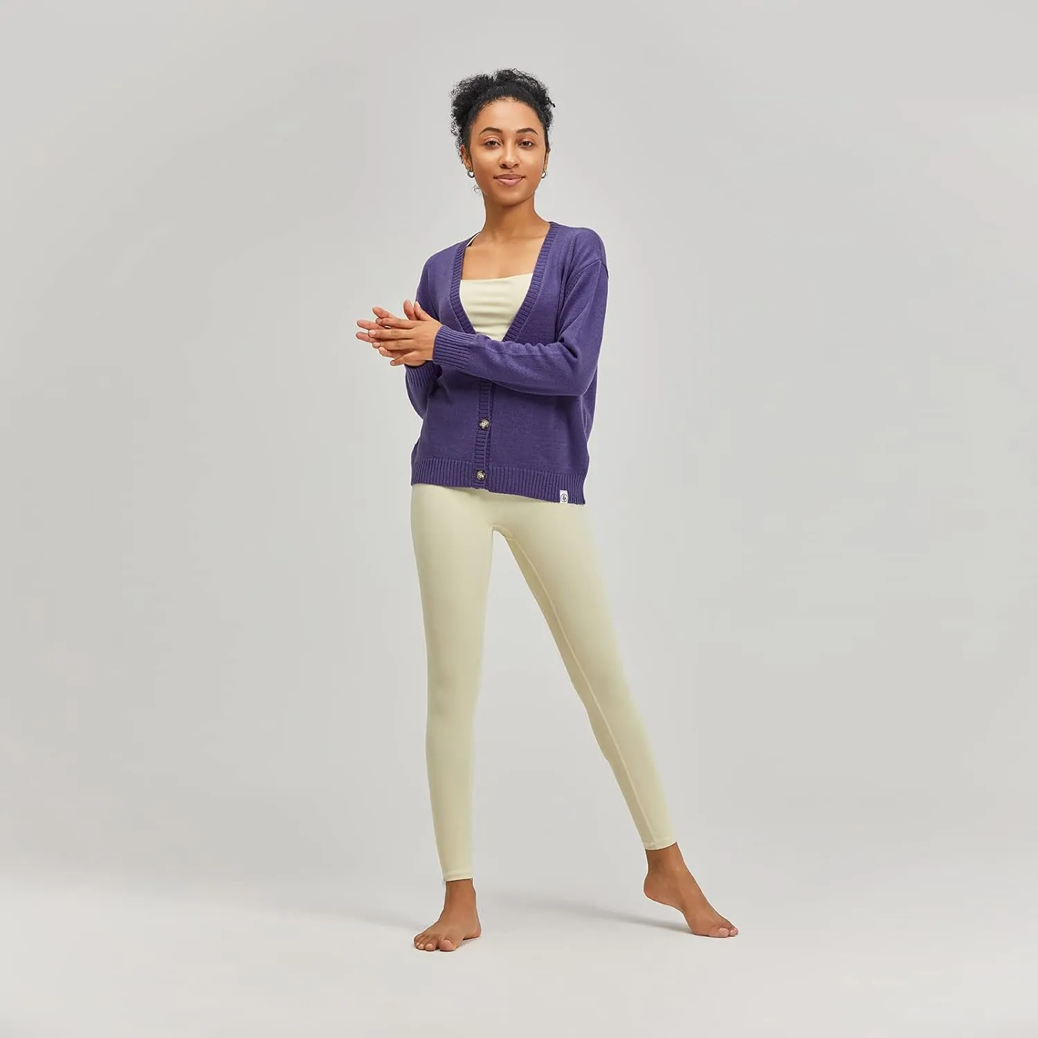 Women's Polylana Cashmere V Neck Oversized Cardigan Essentials Sweater with Long Sleeve