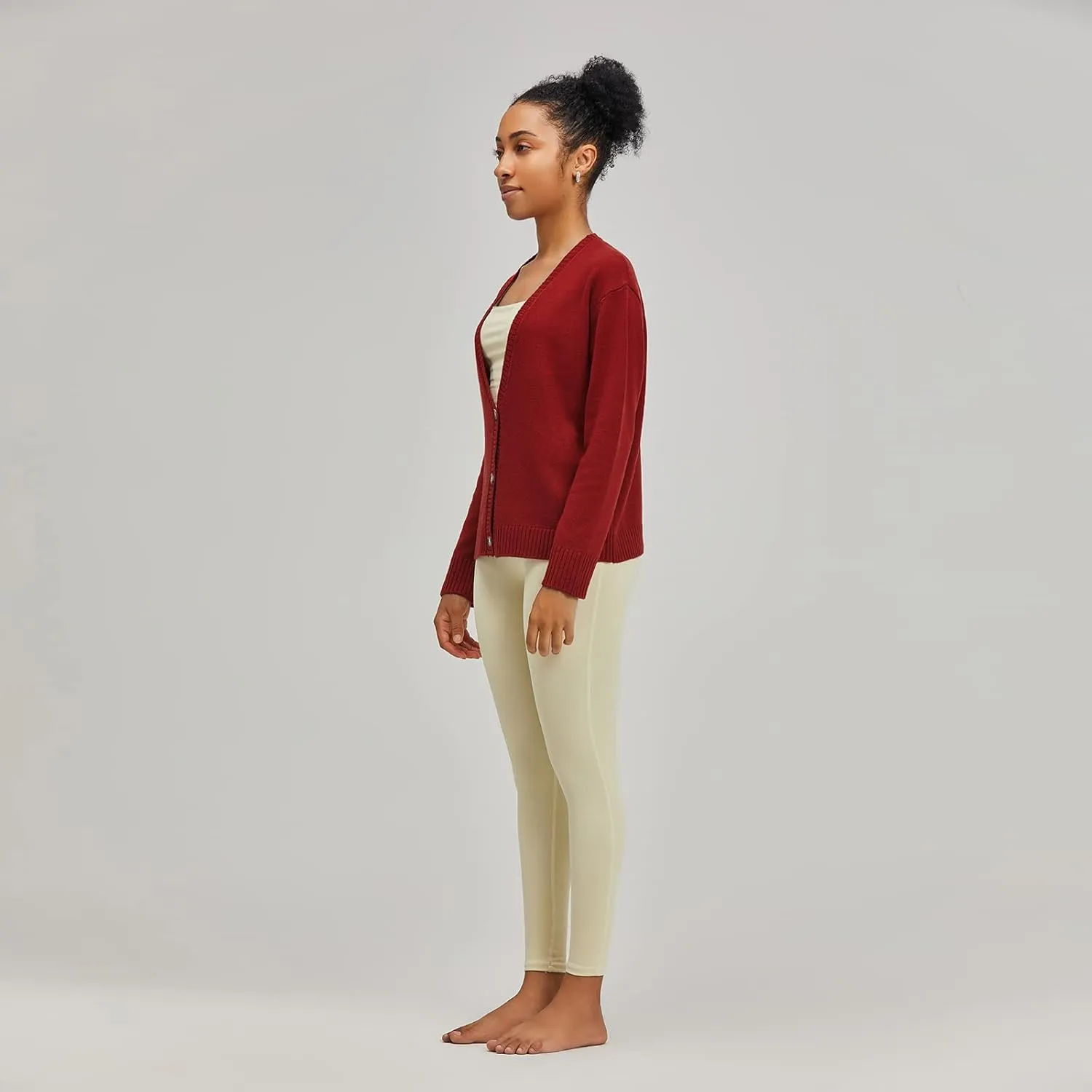 Women's Polylana Cashmere V Neck Oversized Cardigan Essentials Sweater with Long Sleeve