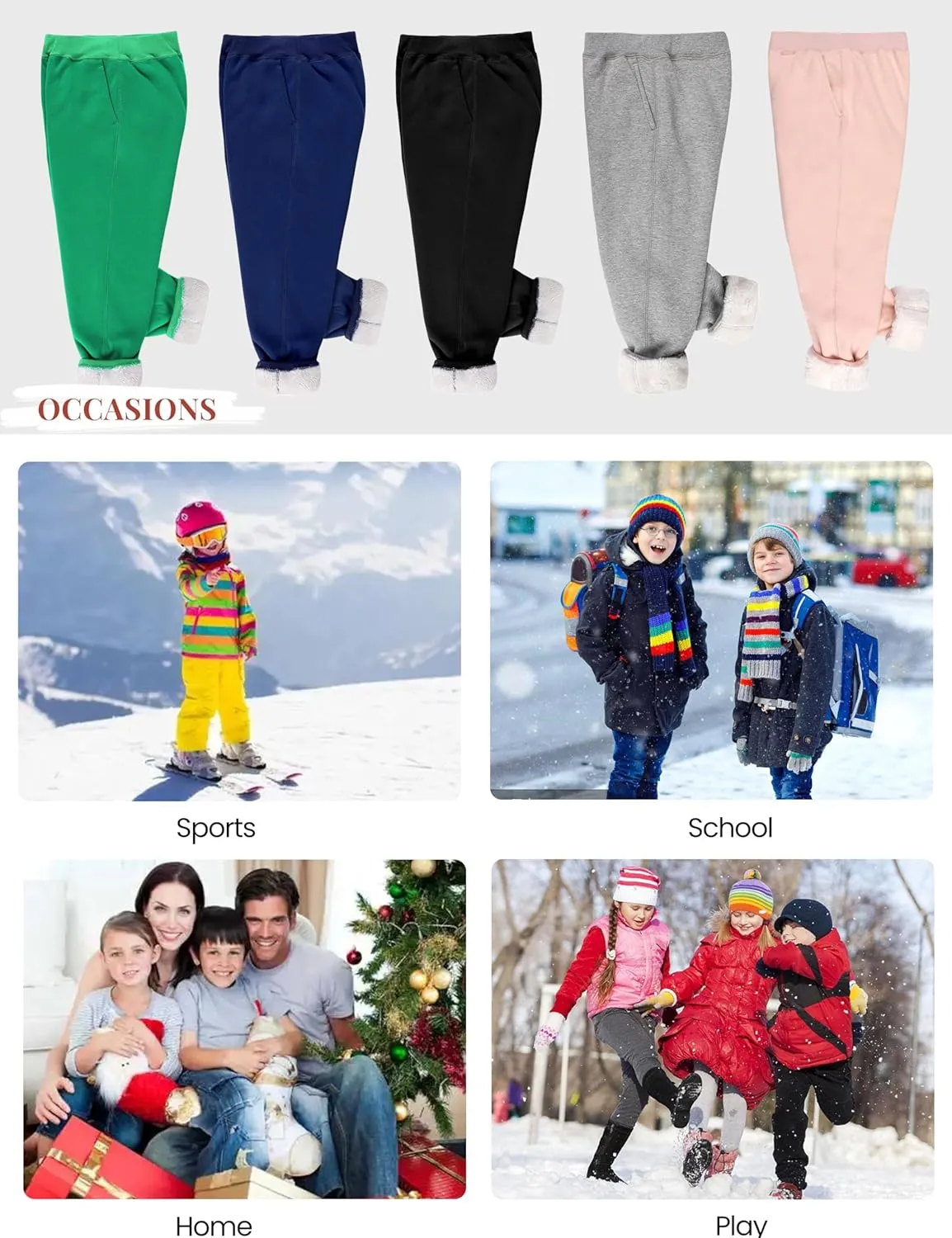 Yeokou Unisex Boys Girls Kid's Sherpa Lined Athletic Jogger Fleece Sweatpants