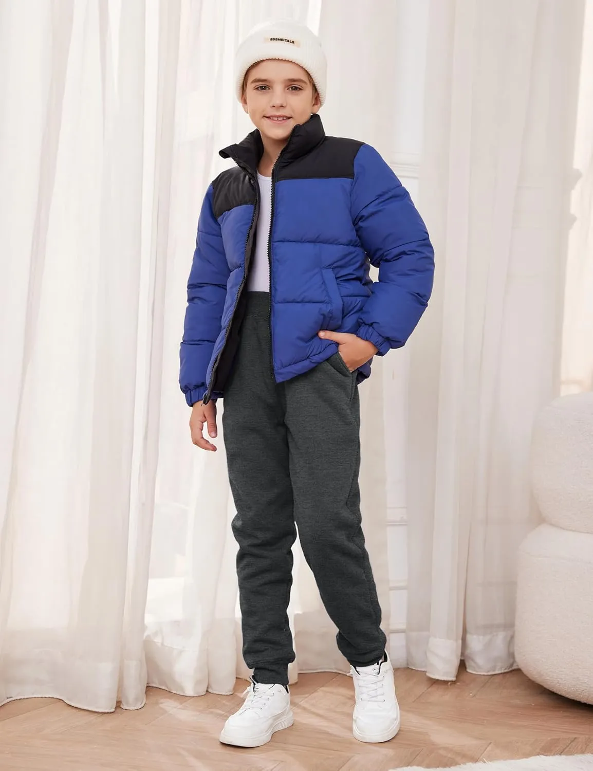 Yeokou Unisex Boys Girls Kid's Sherpa Lined Athletic Jogger Fleece Sweatpants