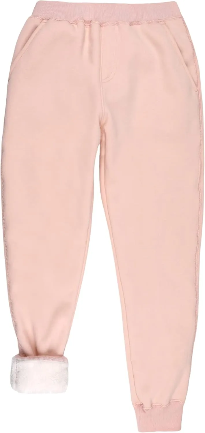 Yeokou Unisex Boys Girls Kid's Sherpa Lined Athletic Jogger Fleece Sweatpants