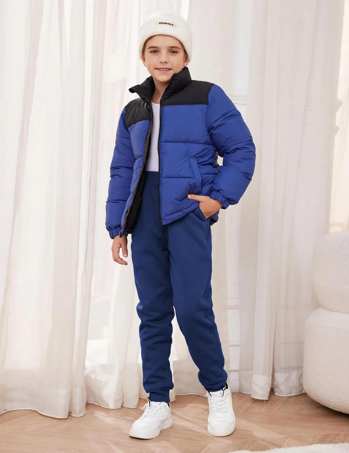 Yeokou Unisex Boys Girls Kid's Sherpa Lined Athletic Jogger Fleece Sweatpants