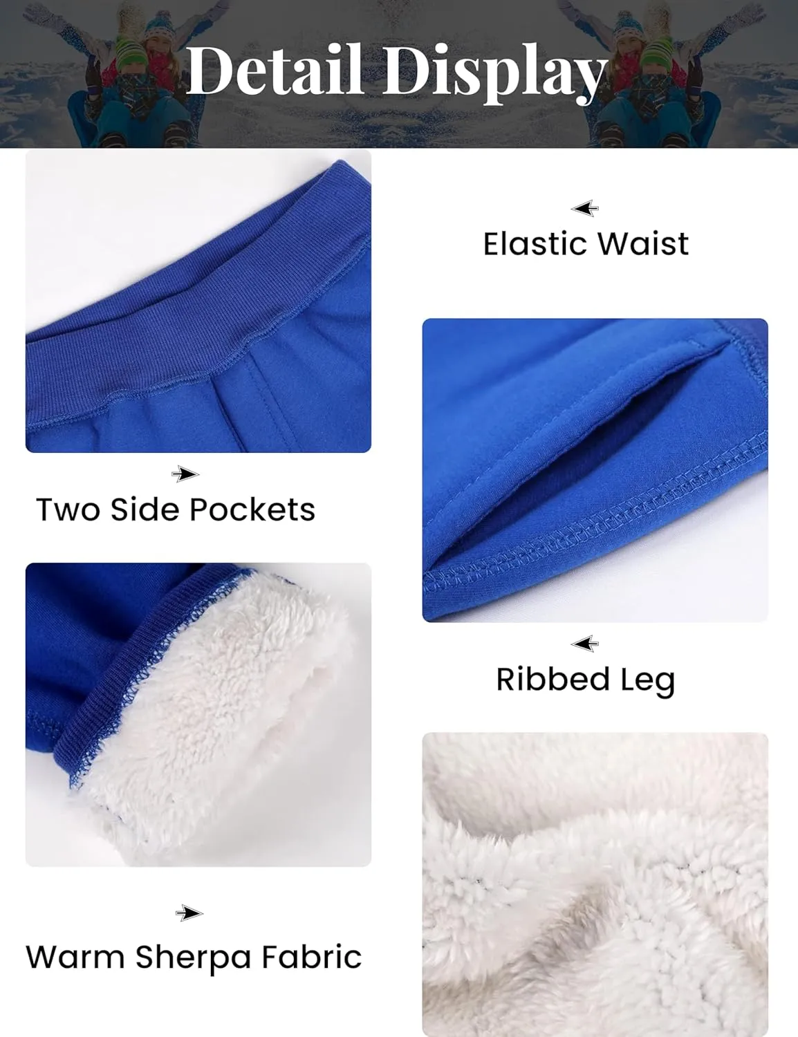 Yeokou Unisex Boys Girls Kid's Sherpa Lined Athletic Jogger Fleece Sweatpants