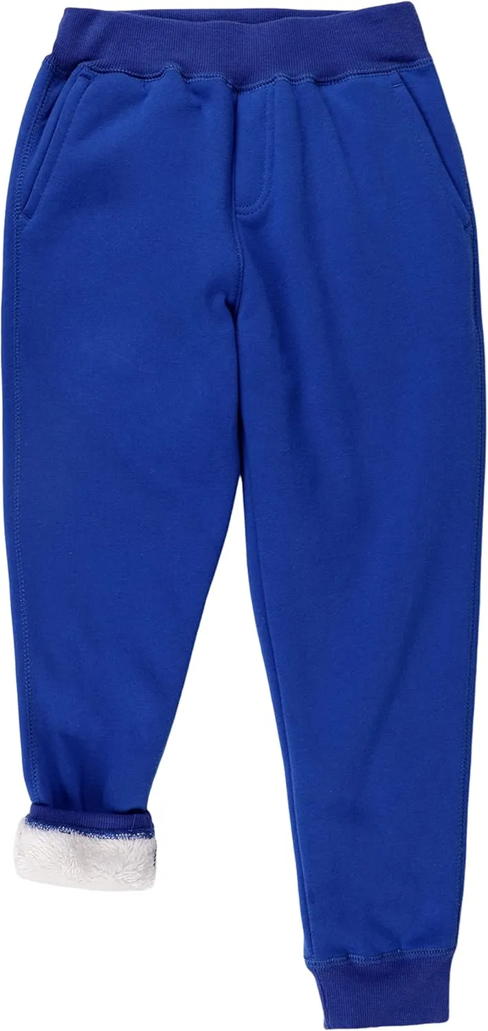 Yeokou Unisex Boys Girls Kid's Sherpa Lined Athletic Jogger Fleece Sweatpants