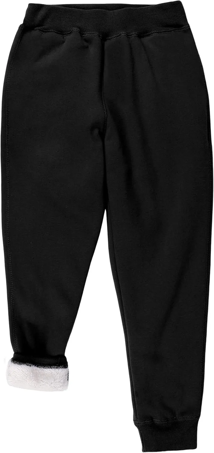 Yeokou Unisex Boys Girls Kid's Sherpa Lined Athletic Jogger Fleece Sweatpants