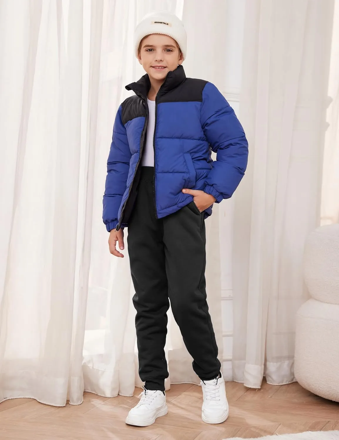 Yeokou Unisex Boys Girls Kid's Sherpa Lined Athletic Jogger Fleece Sweatpants