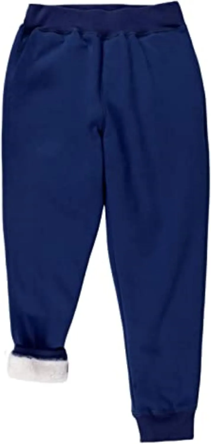 Yeokou Unisex Boys Girls Kid's Sherpa Lined Athletic Jogger Fleece Sweatpants