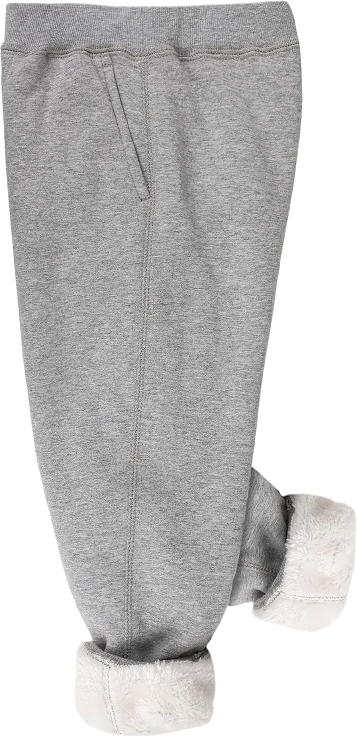 Yeokou Unisex Boys Girls Kid's Sherpa Lined Athletic Jogger Fleece Sweatpants