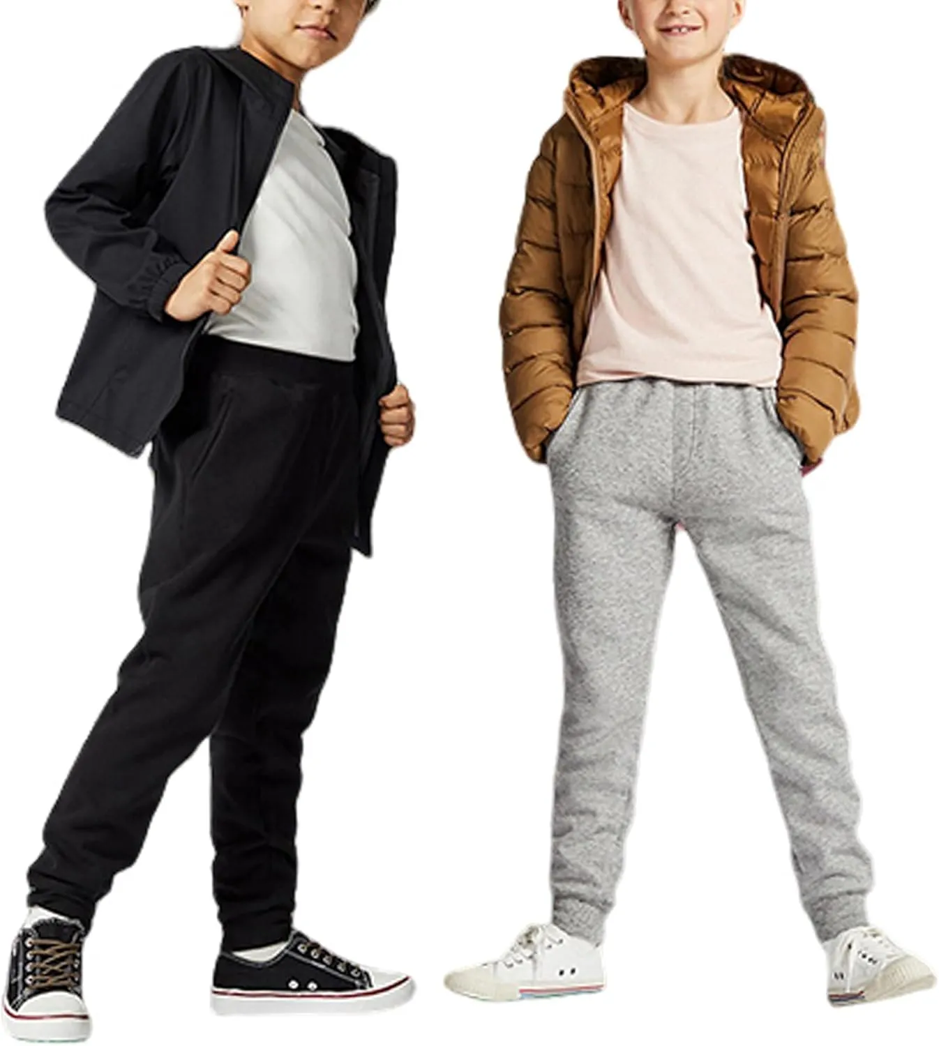 Yeokou Unisex Boys Girls Kid's Sherpa Lined Athletic Jogger Fleece Sweatpants