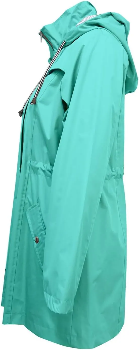 ZYXTIM Women's Waterproof Lightweight Rain Jackets Zipper Casual Classic Running Hooded Windbreaker with Pockets Drawstring